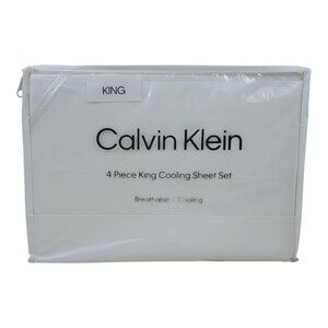 Calvin Klein 4 Piece King Cooling Sheet Set Breathable & Cooling White
